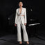 Women's Elegant Hollow-Out Long-Sleeve Suit Jacket & Pants Set