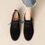 Zapatos de tacón tipo mocasín de ante con cordones, boca profunda y estilo retro para mujer