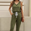 Women’s Off‑Shoulder Button Top & Pocket Pants Set