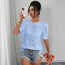 Women's Hollow-Out Lace Puff-Sleeve Shirt Top – Loose Fit