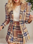 Conjunto de Falda y Traje Elegante a Cuadros para Mujer