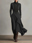 Women's Cross-Wrap High-Neck Long-Sleeve Maxi Dress
