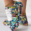Zapatillas con Cordones de Punta Redonda y Suela Gruesa — Zapatos Casuales Estampados para Mujer
