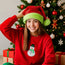 Fluorescent Green Decorative Red Suede Double Layer Christmas Hat