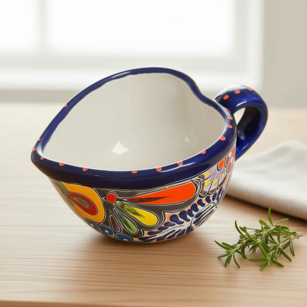 Taza Corazón Talavera Colorida | Taza de Cerámica Mexicana Hecha a Mano