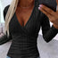 Women’s Pleated V-Neck Top