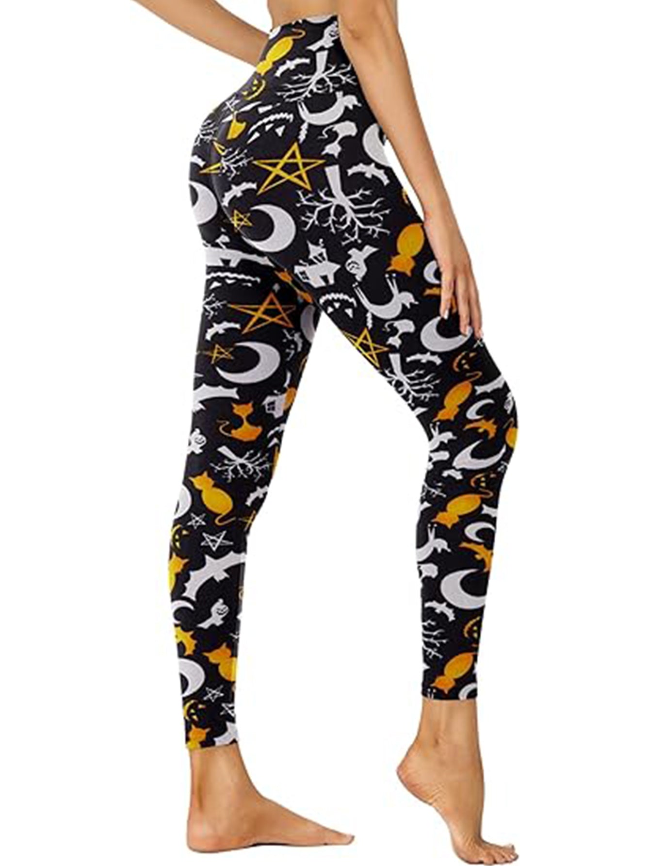 Leggings capri de tiro alto – Mallas deportivas con estampado de gato lunar