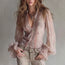 Women's Lace Flared Sleeve Fake Two-Piece Knotted Top