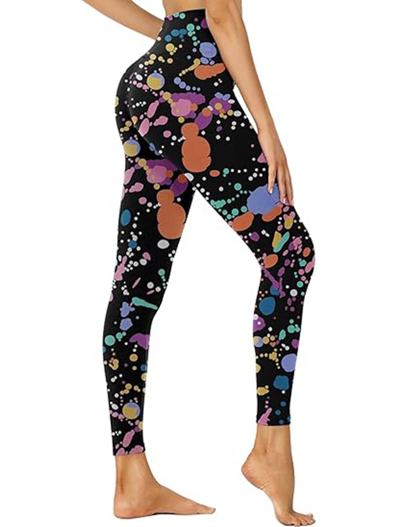 Leggings Cortos de Cintura Alta – Pantalones de Entrenamiento Estampados con Inyección de Tinta