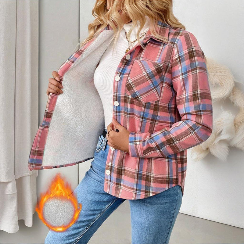 Sobrecamisa a cuadros con forro polar y bolsillos en el pecho