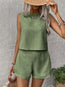 Women's Solid Color Sleeveless Vest & Shorts Set