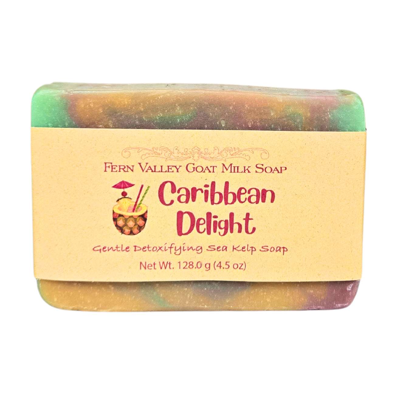 Jabón natural de leche de cabra | Exfoliante desintoxicante de algas marinas Caribbean Delight