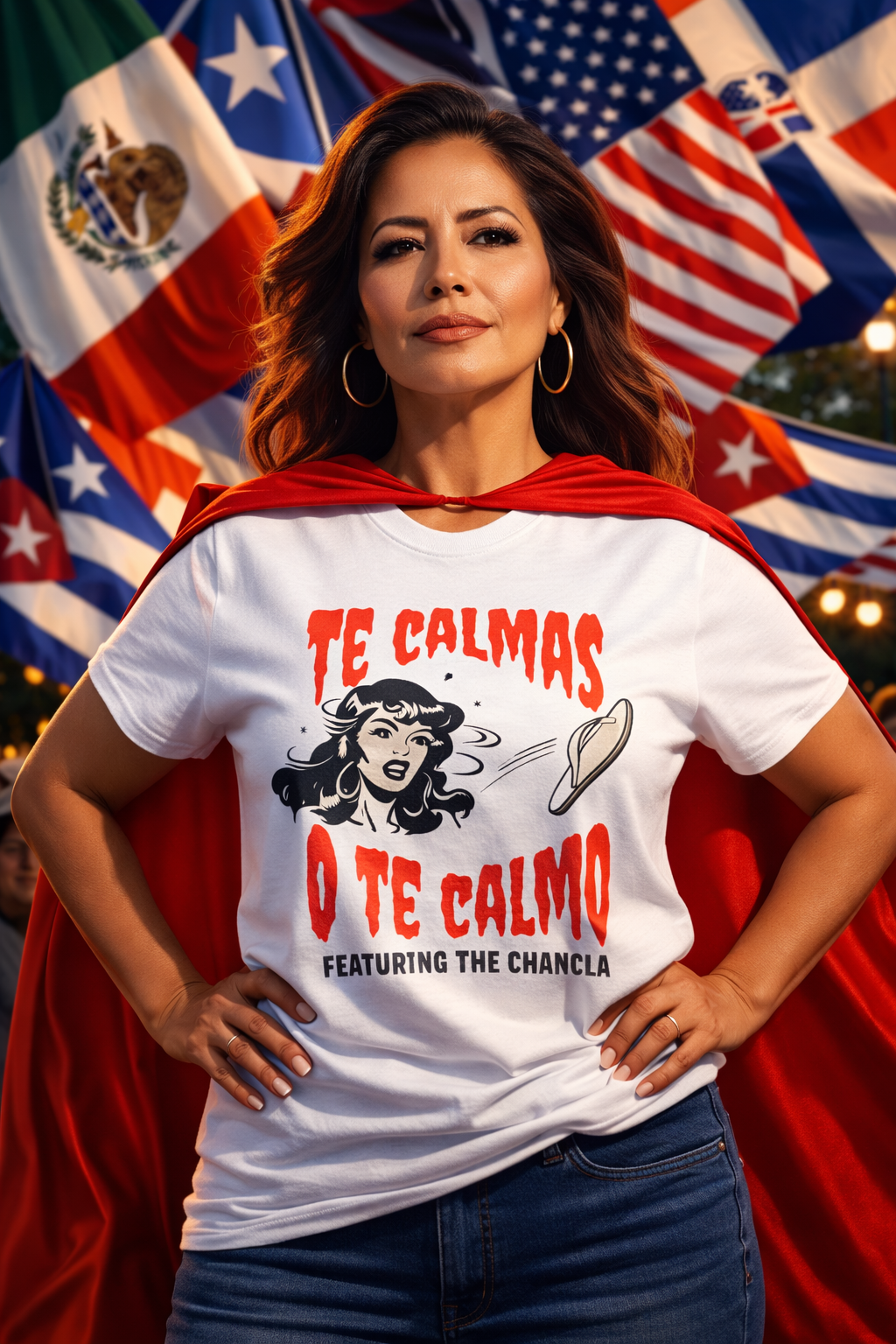 Te Calmas O Te Calmo Featuring The Chancla T-shirt | Chancleta Pantufla Dia De La Madre | Heavyweight Cotton