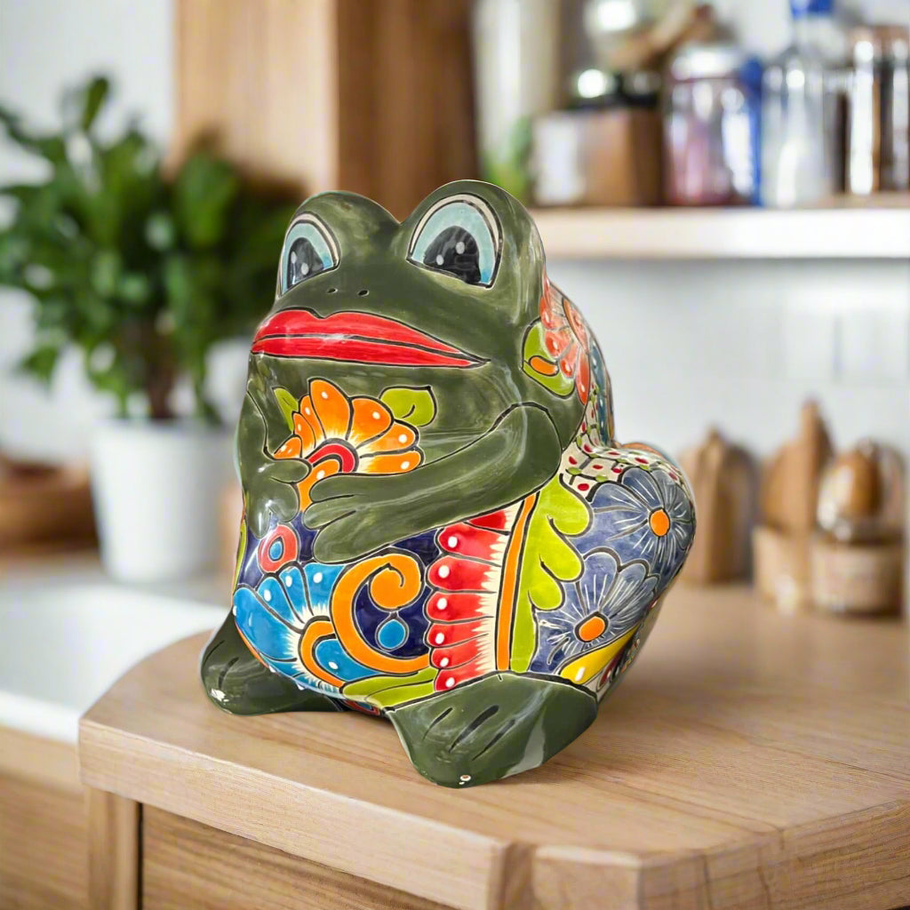 Macetero Sapo de Talavera | Cerámica Mexicana Artesanal de Colores