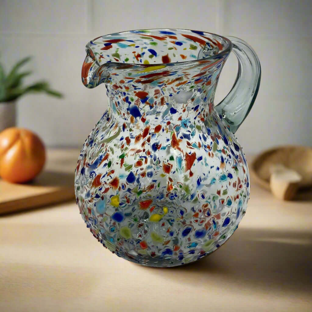 Jarra de cristal Confetti | Jarra de roca mexicana soplada a mano