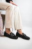 Vintage Square-Button Low-Cut Loafers — Women’s Elegant Slip-On Shoes