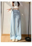 Gray High-Waist Loose Wide-Leg Straight Pants Women