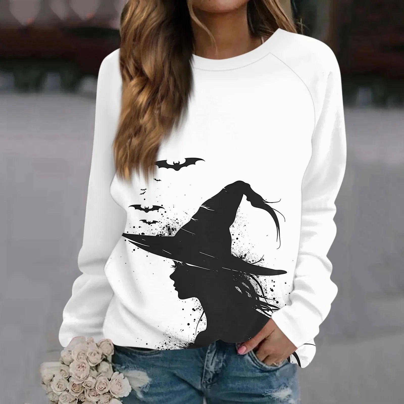 🎃 Camiseta de manga larga con estampado vintage de calabaza – Estilo Harajuku con gráfico de Halloween