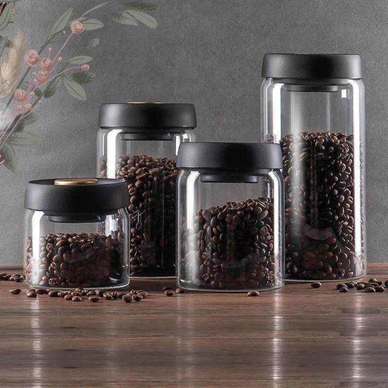 Recipiente hermético para café en grano, sellado al vacío