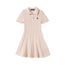 Cable Knit Polo Dress in Beige
