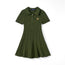 Cable Knit Polo Dress in Forest Green