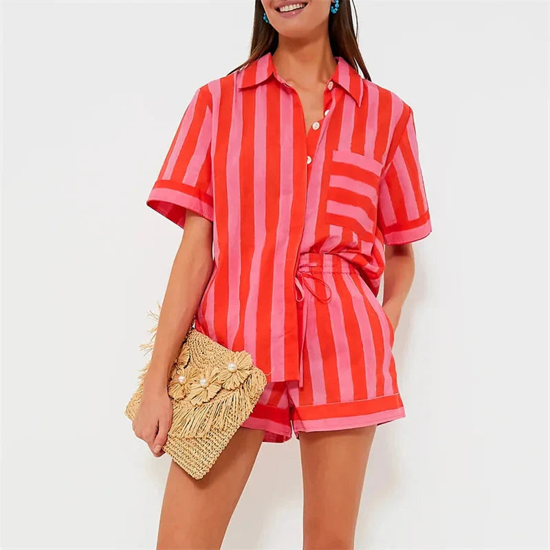 🌞 Conjunto de verano a rayas de 2 piezas Lamuusaa – Resurgimiento de la moda urbana de los 2000