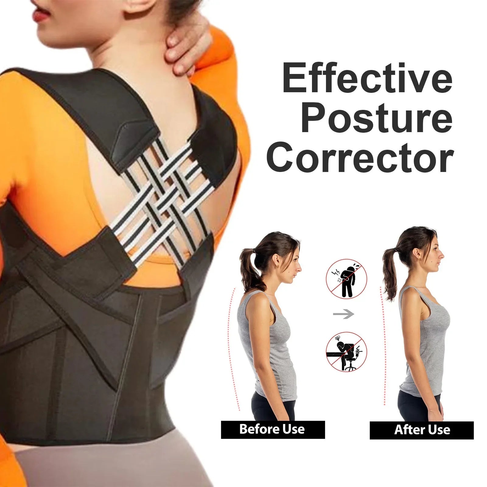 🧍‍♀️Ponte recta, mantente erguida – Soporte completo de espalda para tu comodidad diaria
