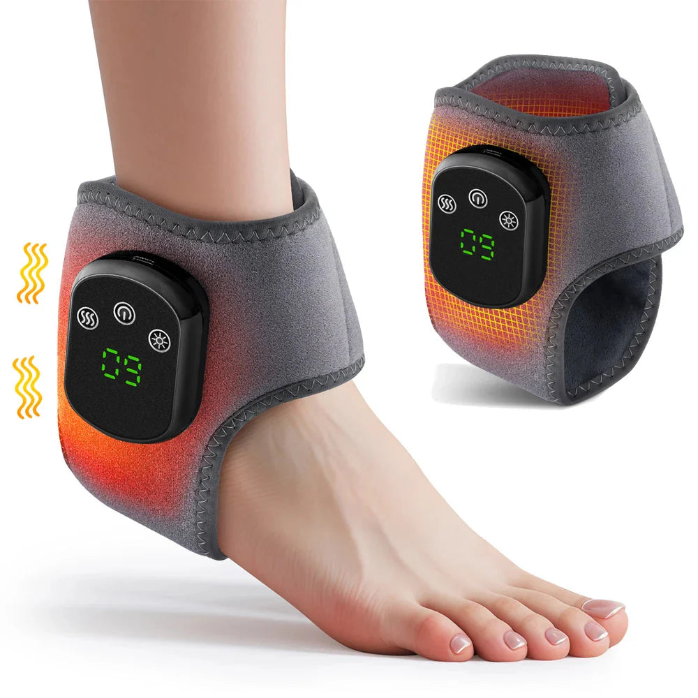🦶 Tobillera eléctrica - Soporte ajustable con compresión caliente y masaje vibratorio