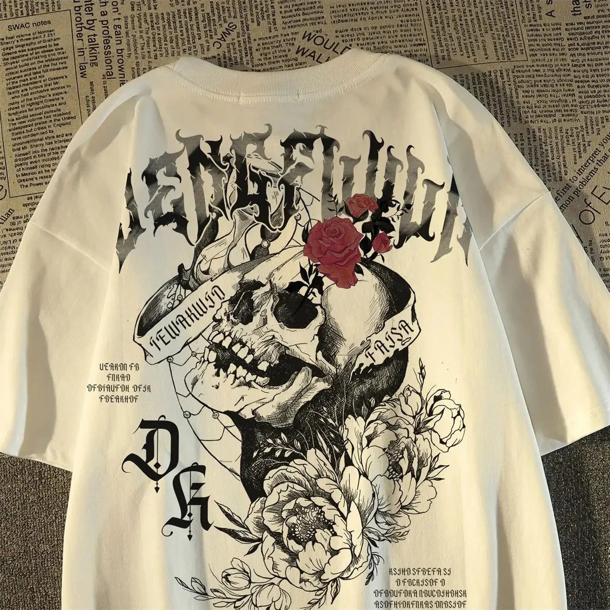 💀 Camiseta retro de algodón puro con estampado de calavera