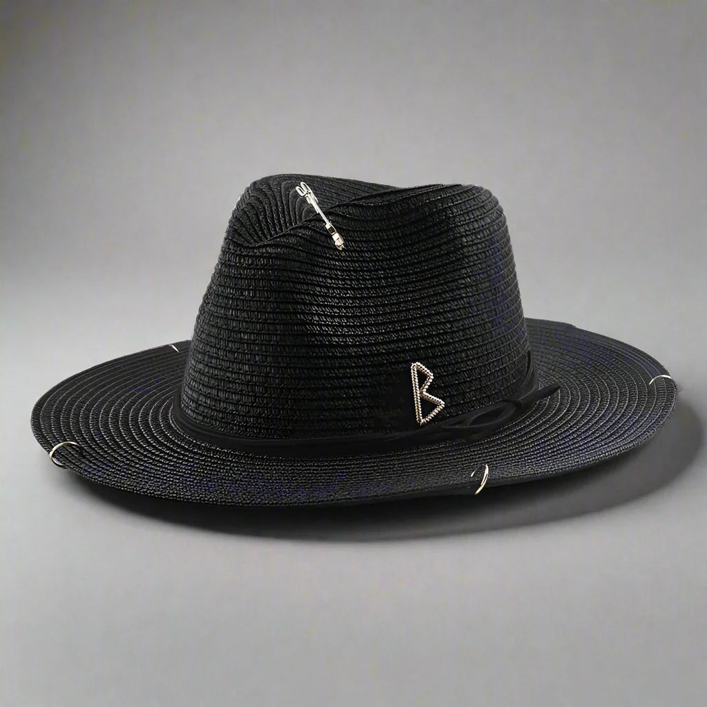 Sombrero Panamá Unisex con Letras Metálicas y Paja