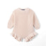 Ruffle Chunky Knit Baby Romper in Beige