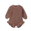 Ruffle Chunky Knit Baby Romper in Mocha