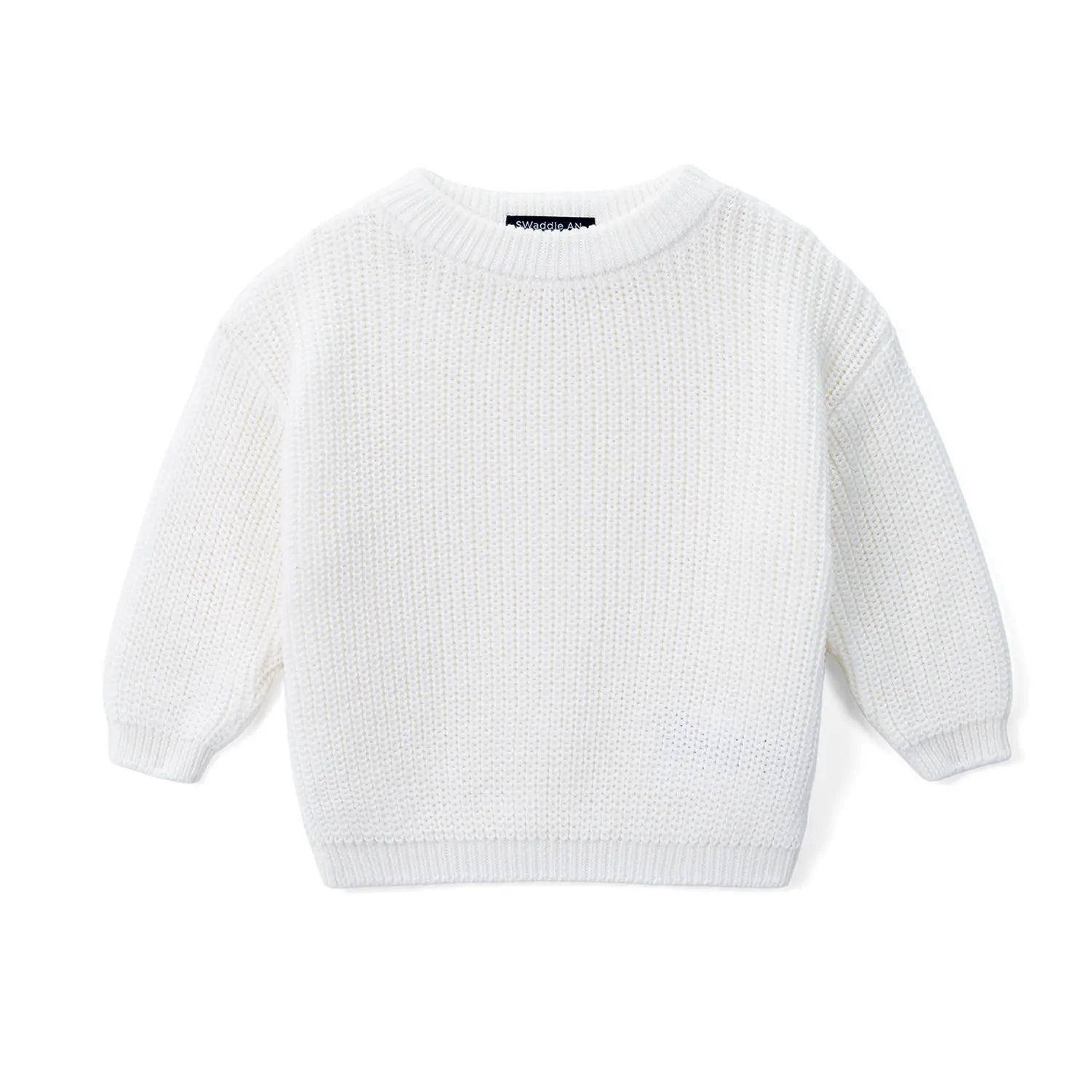 Classic Knit Baby Sweater in Timeless White