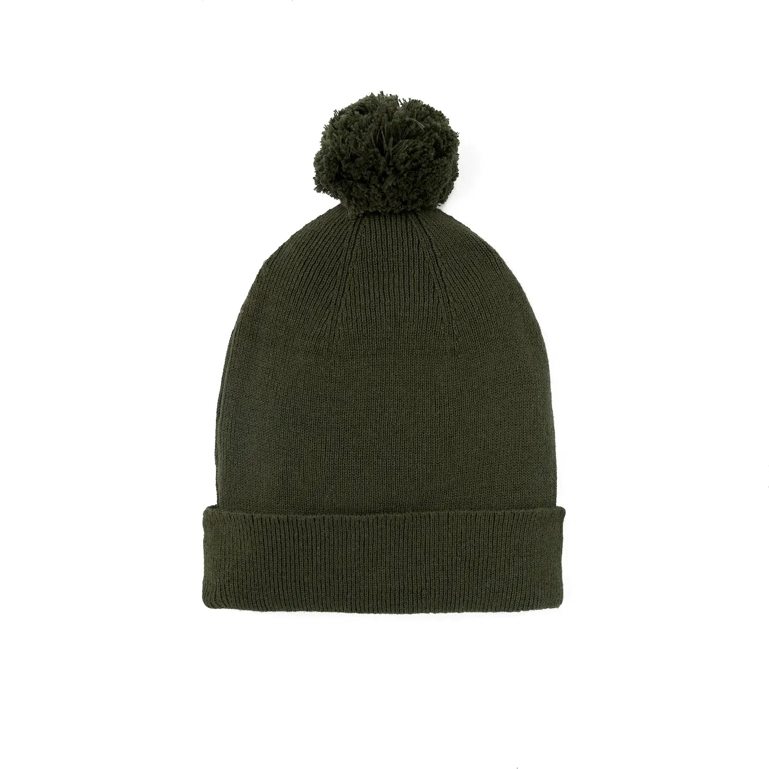 Knit Baby Pom Beanie in Forest Green