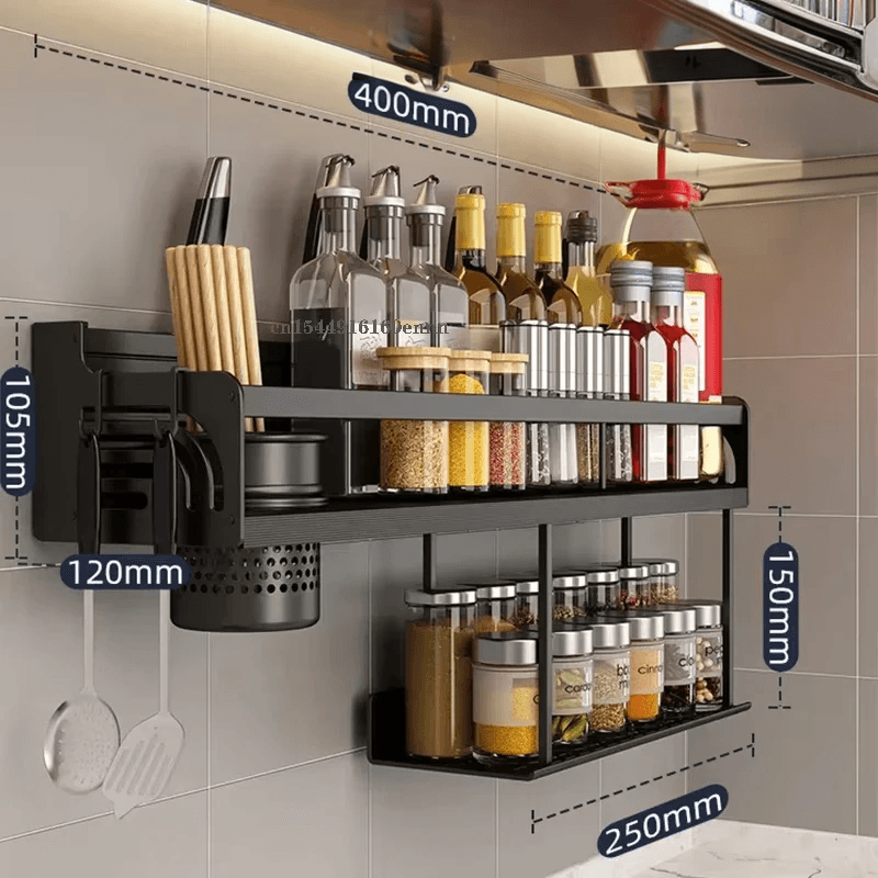 Organizador de especiero de cocina montado en la pared