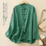 Blusa holgada de algodón y lino estilo chino retro para mujer