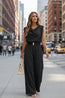 Women's Off-Shoulder Sleeveless Wide-Leg Jumpsuit – High Waist with Belt