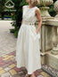 Women's French Minimalist Sleeveless Crew-Neck Midi Dress – White S–XXL