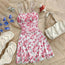 Boho Floral Spaghetti Strap Mini Dress – Ruched Ruffle Hem Vacation Sundress