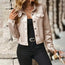 Faux Suede Cropped Jacket with Stand Collar — Vintage Short Coat / Fall Outwear