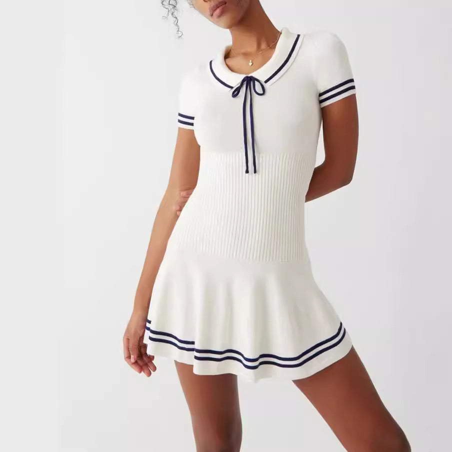 Vestido midi de punto a rayas para mujer