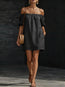 Women's Cotton-Linen Off-Shoulder Puff-Sleeve Loose Mini Dress