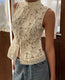 Lace Crochet Stand Collar Slim-Fit Sleeveless Top – 3 Colors, S–L