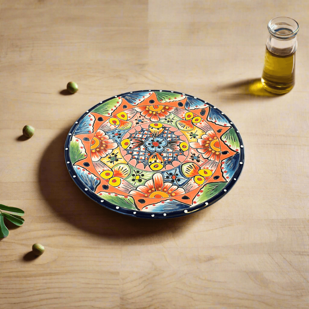 Plato llano de cerámica Talavera de 8