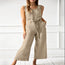 Women's Solid-Color Mid-Rise Full-Length Cotton Trousers