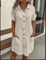 Women's Casual Loose Short-Sleeve Midi Shirt Dress – Button-Down