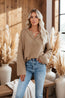 Solid Color V-Neck Pullover Knit Sweater | Relaxed Distressed Fit