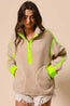 Chaqueta Sherpa con media cremallera y borde de contraste BiBi