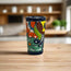 Vaso Tequilero Talavera Borde Azul | Cristalería Mexicana Pintada a Mano