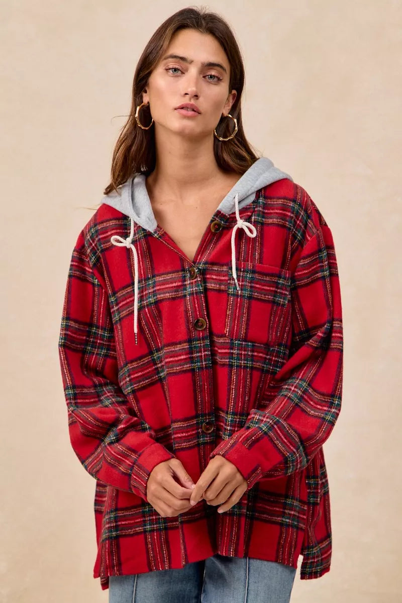 Chaqueta con capucha BiBi de cuadros cepillados